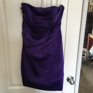 Royal purple strapless cocktail dress
